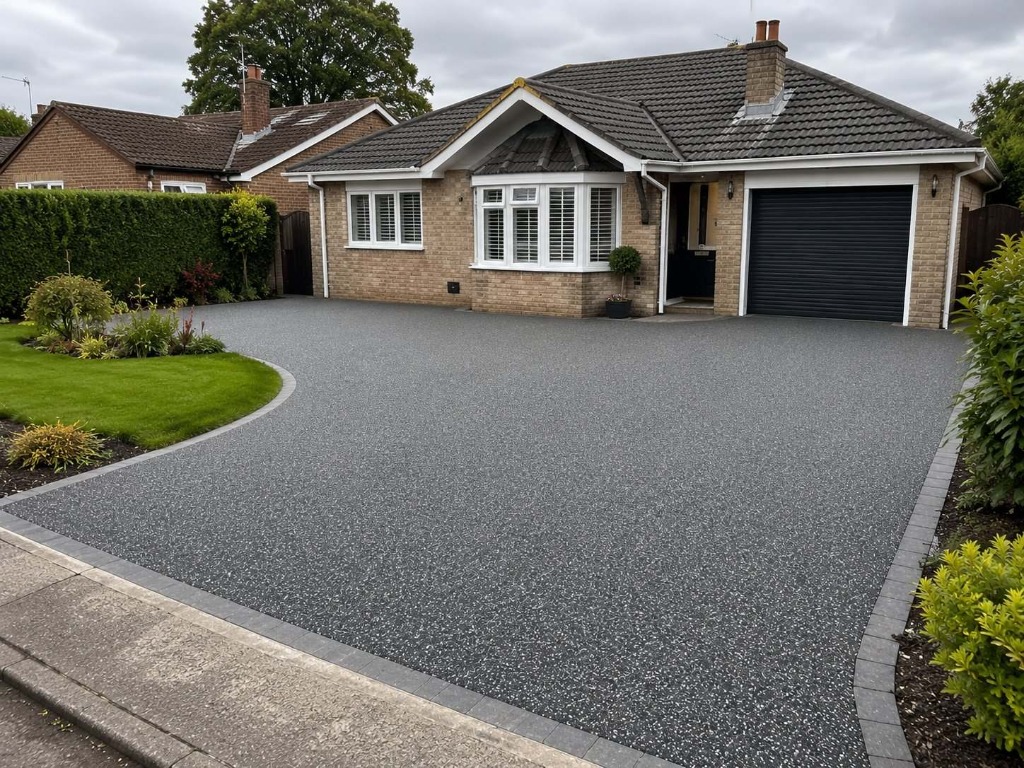 Anthracite resin bound driveway — real installation