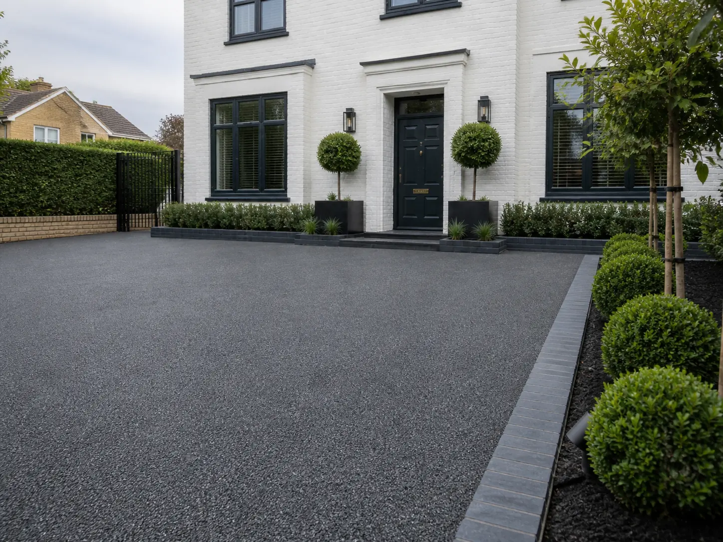 London anthracite resin bound driveway entrance angle